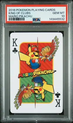 2016 POKEMON PLAYING CARDS MARIO PIKACHU KING OF CLUBS PSA 10 - Image 1