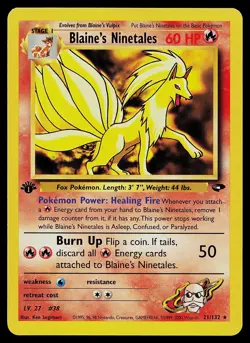 Pokemon Card - Blaine's Ninetales Gym Challenge 21/132 1st Edition Rare - Image 1