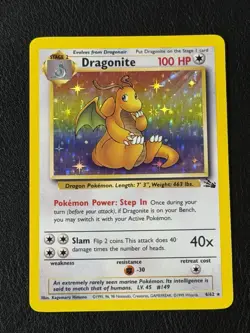 Pokemon TCG Dragonite Holo Rare Card 4/62 Fossil 1999 - Image 1