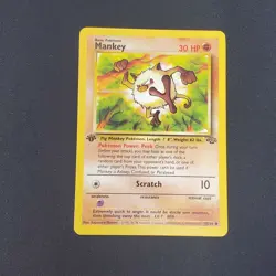 Mankey 55/64 Jungle 1st Edition 1999 Pokemon Card - LP - Image 1