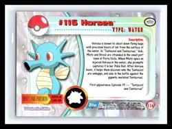 💥 HORSEA 1999 Topps Pokemon TV Non Holo Animation 1st Series Blue Logo # 116 - Image 2