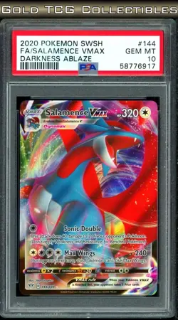 PSA 10 ⭐ Pokemon Salamence V 143 Darkness Ablaze Full Art Graded Card - Image 1