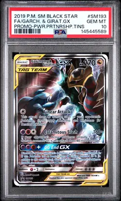 2019 POKEMON SM POWER PARTNERSHIP TINS FULL ART/GARCHOMP & GIRATINA GX PSA 10 - Image 1