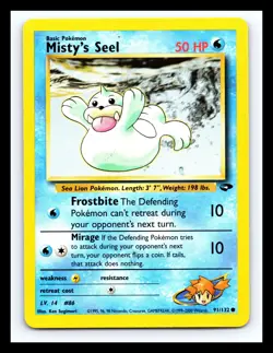 💥 MISTY'S SEEL # 91/132 Gym Challenge WOTC Pokemon 2000 Vintage Non Holo - Image 1