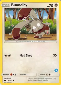 Bunnelby - Pokemon SM Crimson Invasion Card # 87/111 2017 - Image 1
