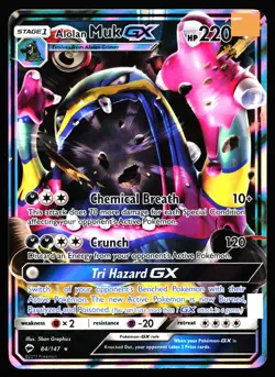 ALOLAN MUK GX 84/147 HOLO GX RARE BURNING SHADOWS POKEMON LP - Image 1