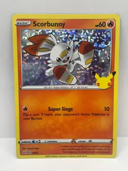 Pokemon TCG Scorbunny McDonalds Celebrations Confetti Holo 16/25 - Image 1