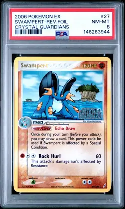 2006 POKEMON EX CRYSTAL GUARDIANS 27 SWAMPERT-REVERSE FOIL PSA 8 - Image 1