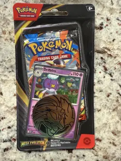 Pokemon Mega Evolution Factory Sealed Blister Booster Pack Drifblim w/ Coin - Image 1