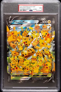 2021 POKEMON SWSH BLACK STAR PROMO JUMBO PIKACHU V-UNION PSA 9 - Image 1