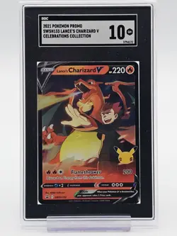 LANCE'S CHARIZARD V 2021 POKEMON PROMO CELEBRATIONS #SWSH133 SGC 10 Q4444 - Image 1