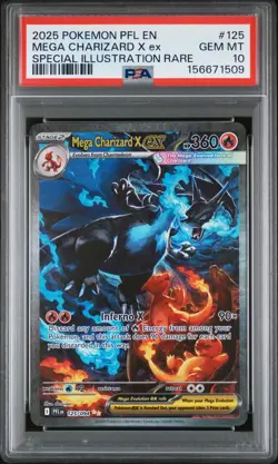 2025 POKEMON PHANTASMAL FLAMES SPECIAL ILLUSTRATION MEGA CHARIZARD X EX PSA 10 - Image 1