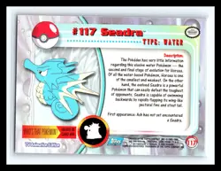 💥 SEADRA 1999 Topps Pokemon TV Non Holo Animation 1st Series Blue Logo # 117 - Image 2