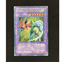 Vintage Yu-Gi-Oh! Elemental HERO Flame Wingman TLM-EN035 1st Ed Ultra Rare 2005 - Image 1