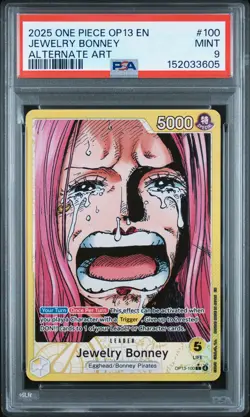 2025 ONE PIECE OP13-CARRYING ON HIS WILL ALTERNATE ART #100 JEWELRY BONNEY PSA 9 - Image 1
