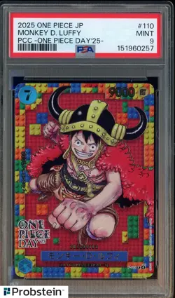 2025 One Piece JPN PCC One Piece Day '25 #110 Monkey D. Luffy PSA 9 MINT - Image 1