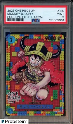 2025 One Piece JPN PCC One Piece Day '25 #110 Monkey D. Luffy PSA 9 MINT - Image 1