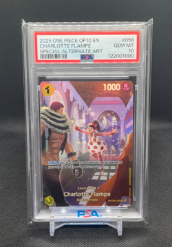 2025 ONE PIECE OP10-056 CHARLOTTE FLAMPE SPECIAL ALTERNATE ART English PSA 10 - Image 1