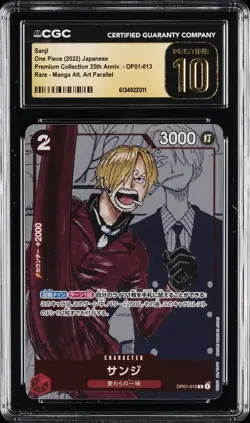 2022 ONE PIECE JPN PREM COLLECTION 25TH ANV MANGA ALT ART SANJI CGC 10 PRISTINE - Image 1