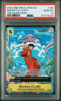 2024 ONE PIECE OP08-TWO LEGENDS TREASURE RARE #109 MONKEY D. LUFFY PSA 10 - Image 1