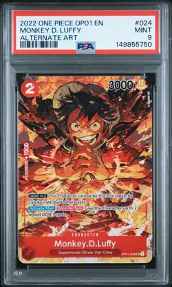 2022 ONE PIECE OP01-ROMANCE DAWN ALTERNATE ART #024 MONKEY D. LUFFY PSA 9 - Image 1