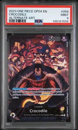 2023 ONE PIECE OP04-KINGDOMS OF INTRIGUE ALTERNATE ART #058 CROCODILE PSA 9 - Image 1