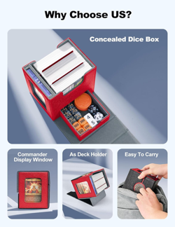 MTG Commander Deck Box with Display and Dice Tray, Holds 100+ Double-Sleeved Car - Image 3