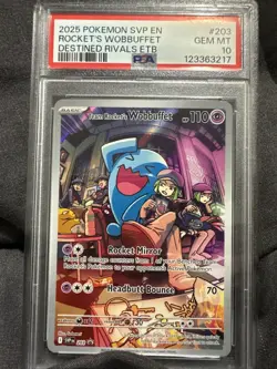 Pokemon Destined Rivals Team Rocket's Wobbuffet #203 Black Star Promo 💎PSA 10💎 - Image 1