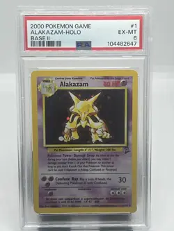 Pokemon TCG Alakazam 1/130 Base Set 2 Holo Rare PSA 6 - Image 1