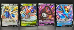 Japanese Pokemon 4 Card Lot: Unown V, Omastar V, Zacien V , Etc LP Cards - Image 1