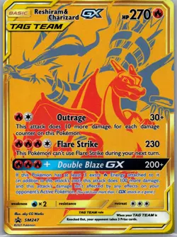 Reshiram & Charizard GX SM247 Gold Tag Team Black Star Promo - Pokemon Card - NM - Image 1