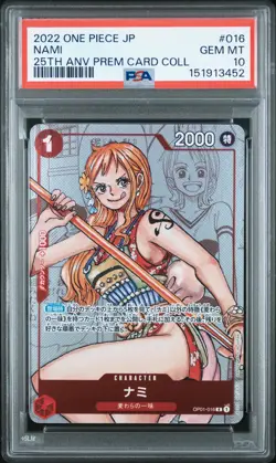 2022 One Piece Japanese 25th Anniversary Premium Collection Nami OP01-016 PSA 10 - Image 1