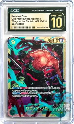 One Piece CCG Wings of the Captain OP06-118 Roronoa Zoro Secret CGC 10 PRISTINE - Image 1