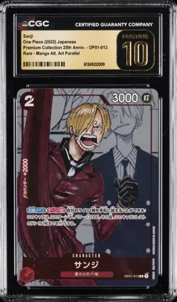 2022 ONE PIECE JPN PREM COLLECTION 25TH ANV MANGA ALT ART SANJI CGC 10 PRISTINE - Image 1