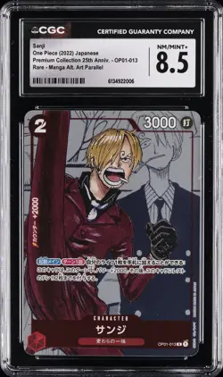 2022 ONE PIECE JPN PREM COLL 25TH ANV MANGA ALT ART #OP01-013 SANJI CGC 8.5 - Image 1
