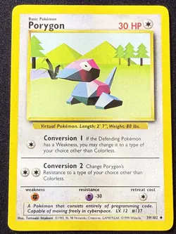 Pokemon TCG Porygon Base Set, Unlimited Uncommon Card 39/102 LP Condition - Image 1