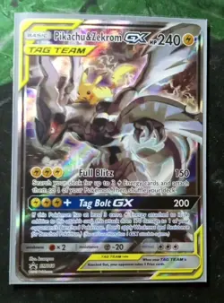 2019 Pokemon Sun & Moon Black Star Promo Pikachu & Zekrom GX SM168 full art card - Image 2