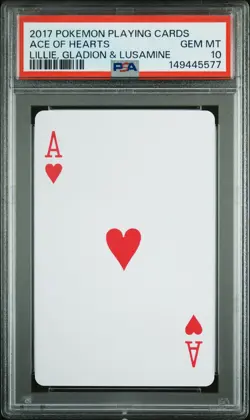2017 POKEMON PLAYING CARDS LILLIE, GLADION & LUSAMINE ACE OF HEARTS PSA 10 - Image 1