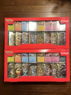 Pokemon Prismatic Evolutions 8 Mini-Tins w Promo Cards Costco 2-pack IN-HAND - Image 1