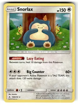 Snorlax 158/214 Rare Unbroken Bonds Holo Pokemon Lightly Played - Image 1