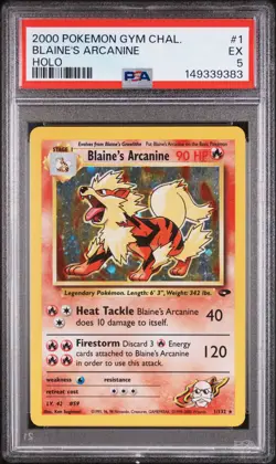 2000 POKEMON GYM CHALLENGE HOLO #1 BLAINE'S ARCANINE PSA 5 - Image 1