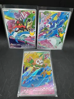 Pokemon TCG First Partner Illustration Series 1 Rowlet Litten Popplio - Image 1