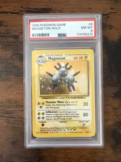 1999 Pokemon Magneton Holo Card 9/102 PSA 8 NM-NT - Image 1