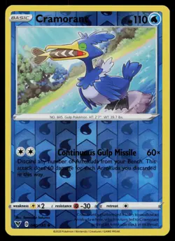CRAMORANT 040/185 UNCOMMON VIVID VOLTAGE POKEMON REVERSE HOLO NM - Image 1
