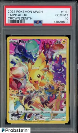 2023 Pokemon SWSH Crown Zenith #160 FA Pikachu PSA 10 GEM MINT - Image 1