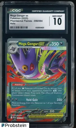 2025 Pokemon Phantasmal Flames #056 Mega Gengar ex CGC 10 GEM MINT - Image 1