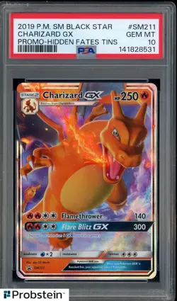 2019 Pokemon SM BSP Hidden Fates Tins #SM211 Charizard GX PSA 10 GEM MINT - Image 1