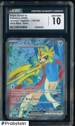 2025 Pokemon JTG EN Ultra Rare #176 Hop's Zacian ex CGC 10 GEM MINT - Image 1