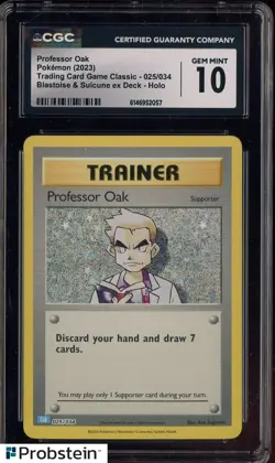 2023 Pokemon Japanese Blastoise & Suicune ex Deck Professor Oak Holo CGC 10 - Image 1