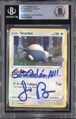 2022 Pokemon Go #55 Snorlax Jason Paige Signed BGS Auth Auto - Image 1